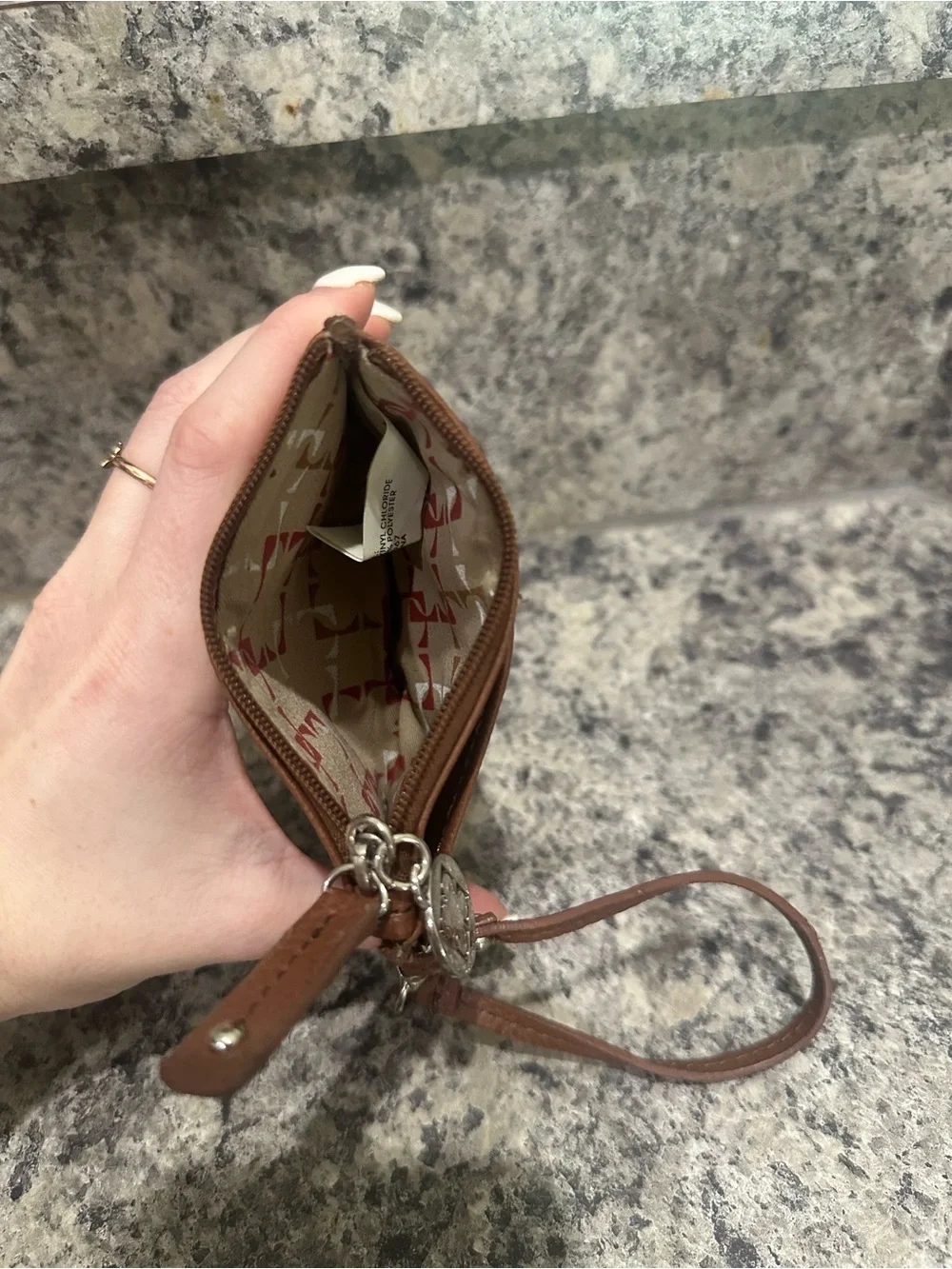 Leather Wristlet Pouch in Brown Liz Claiborne